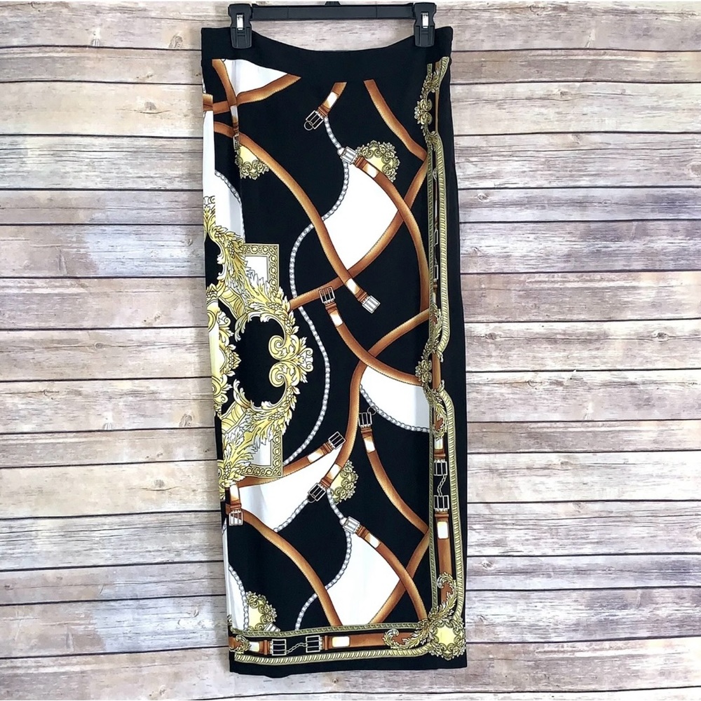 CACHE equestrian print skirt